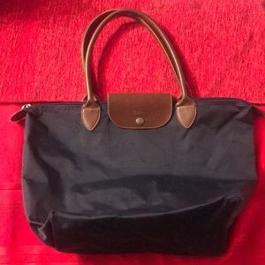 Large Dark Blue Longchamp Le Pliage bag